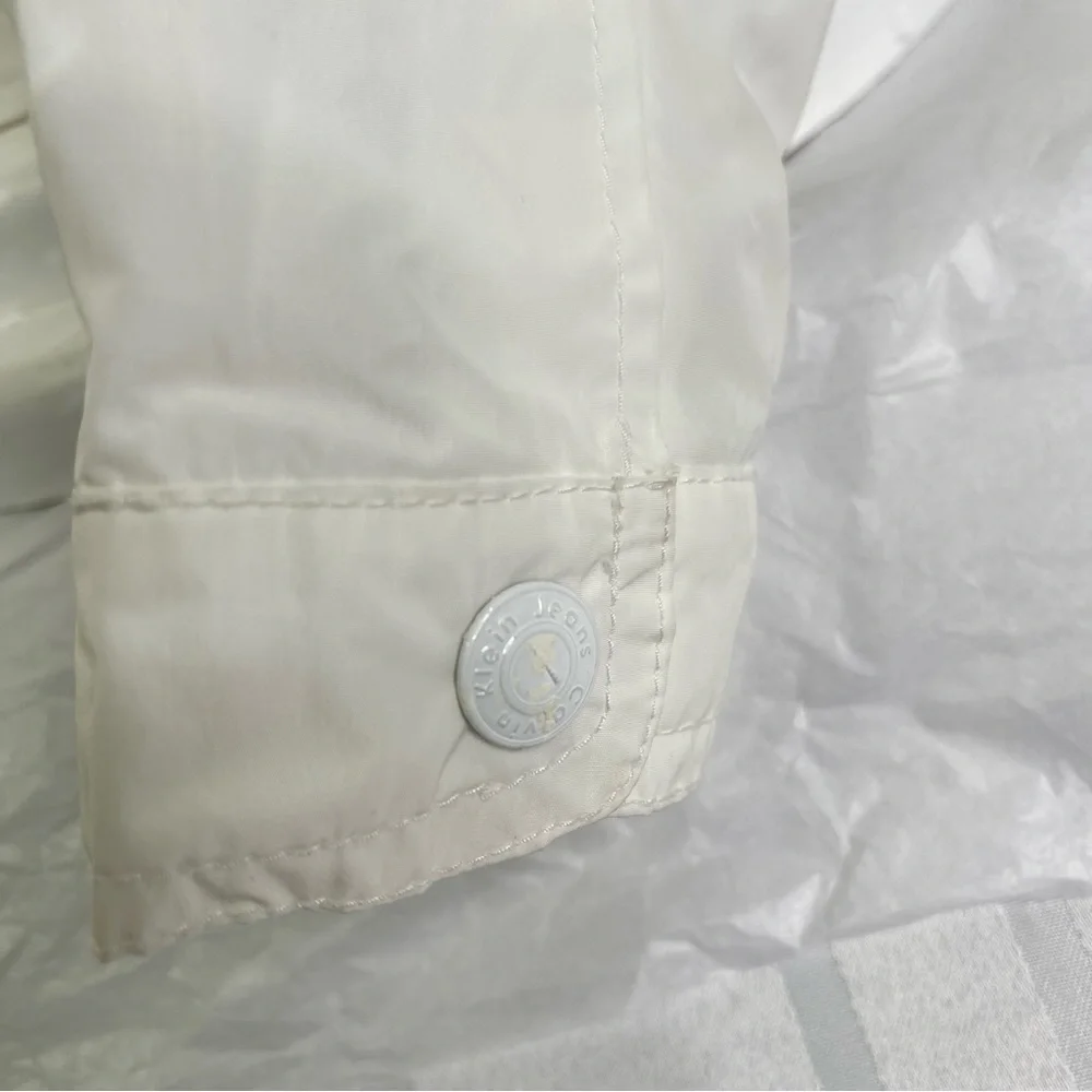 Calvin Klein Jeans White Rhinestone Logo Zip Windbreaker Jacket Girls M